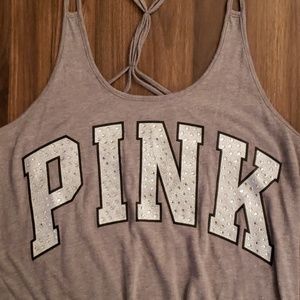 Vs pink M gray racerback tank rhinestones